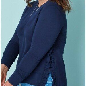 𝅺STELLA & Dot Long Sleeve Top Ruffle Side Slit Blue S